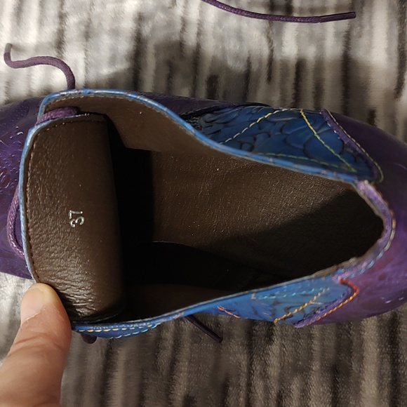 Gracosy Purple/Blue Leather Oxfords with heel Sz 37 - Picture 14 of 16